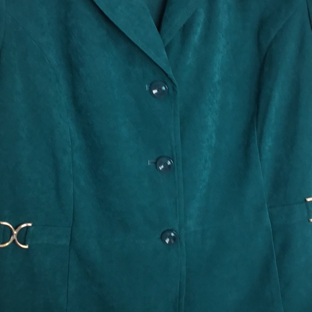 JM Collection Deep Turquoise 3 Button Blazer - Picture 3 of 8